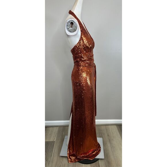 Halston Mio Sequin Halterneck Gown Size US2 $595 - Picture 10 of 12